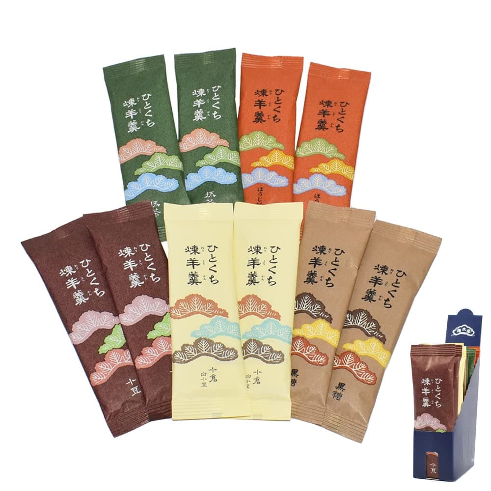 - [ Eitaro Sohonpo ]Eitaro YOKAN - Assorted Sweet Azuki bean jelly 10 pieces - 5 flavors (SHOZU,OGURA,OKINAWA BROWN SUGAR,MATCHA,HOUJICHA),Wagashi, Handmade, No Additive, Made in Japan