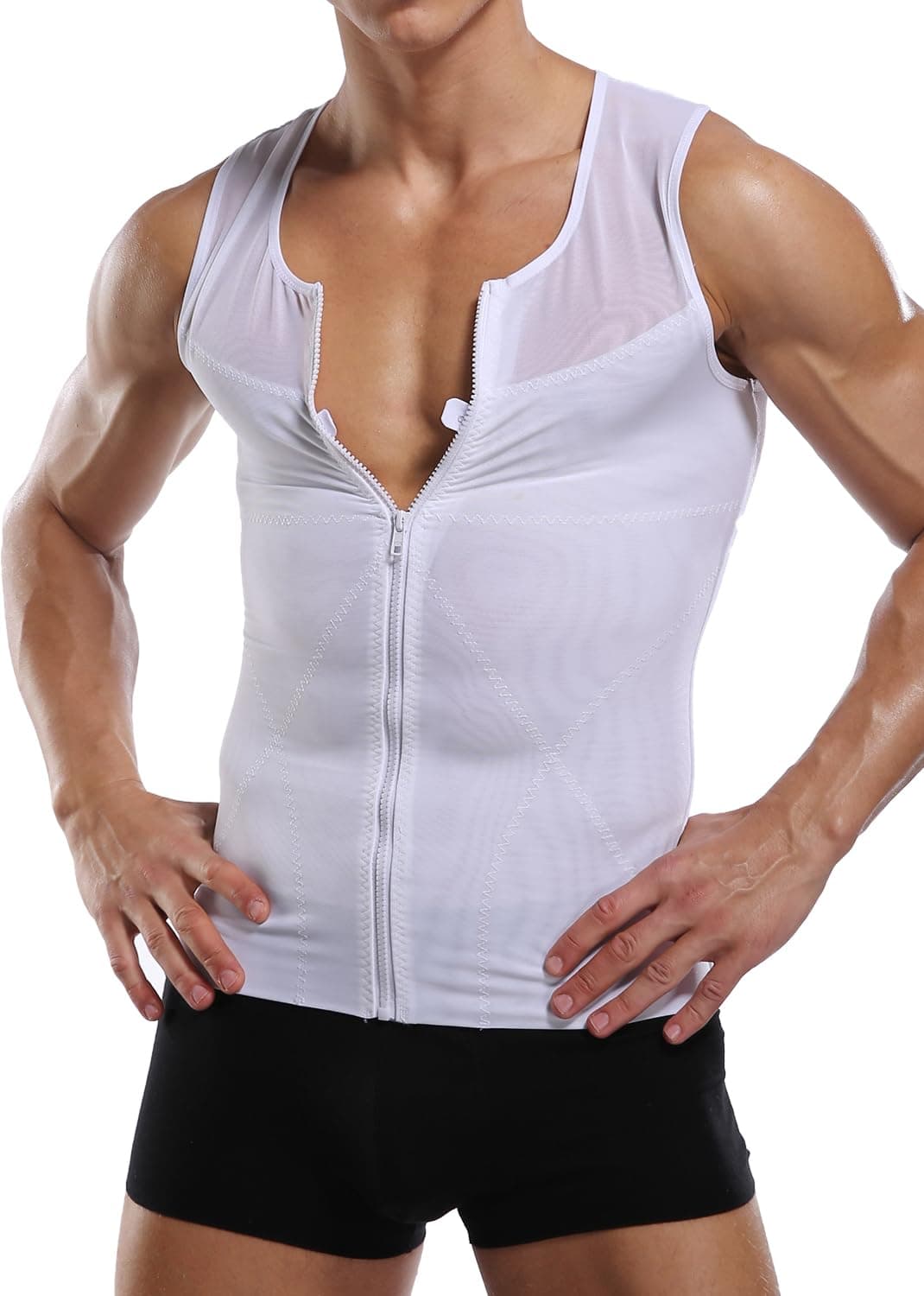 Men Chest Compression Vest Slimming Body Shaper Tummy Control Undershirt Vest Tops for Weight Loss