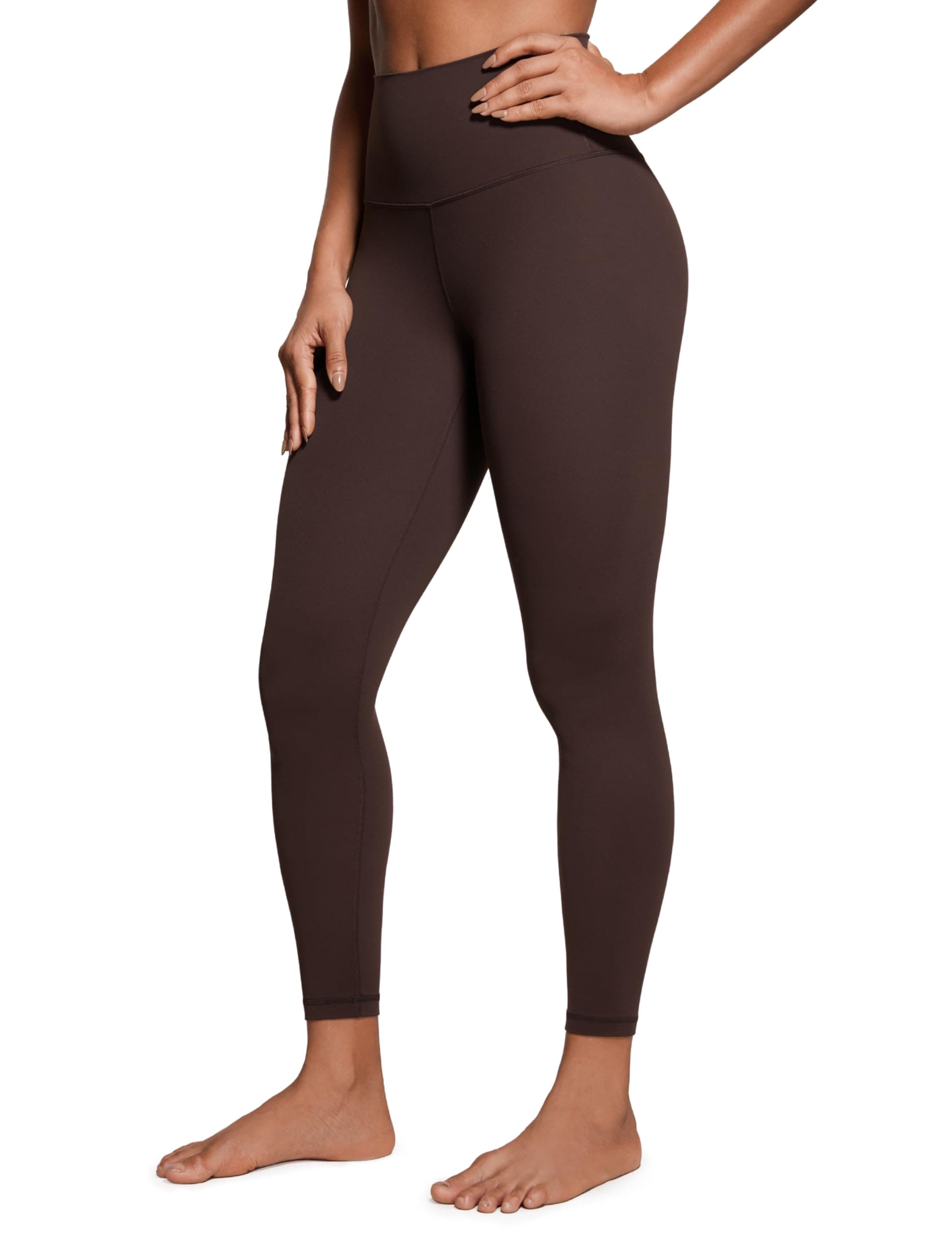 Women's Butter Luxe Leggings 25 Inches - High Waisted Buttery Soft Comfort Lounge Leggings Hot Fudge Brown L