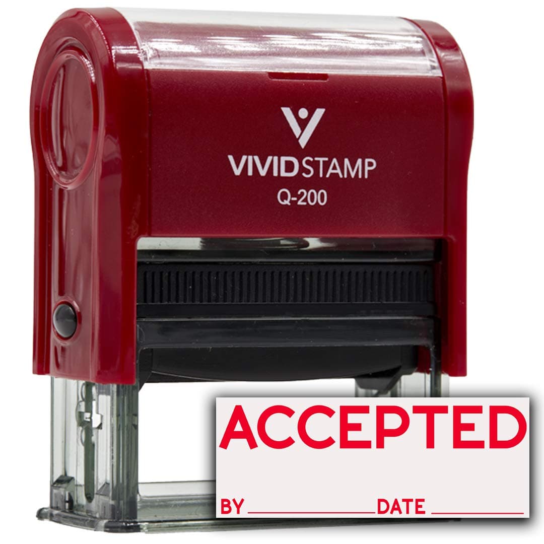 Accepted by Date Self Inking Rubber Stamp (Red Ink) - Medium