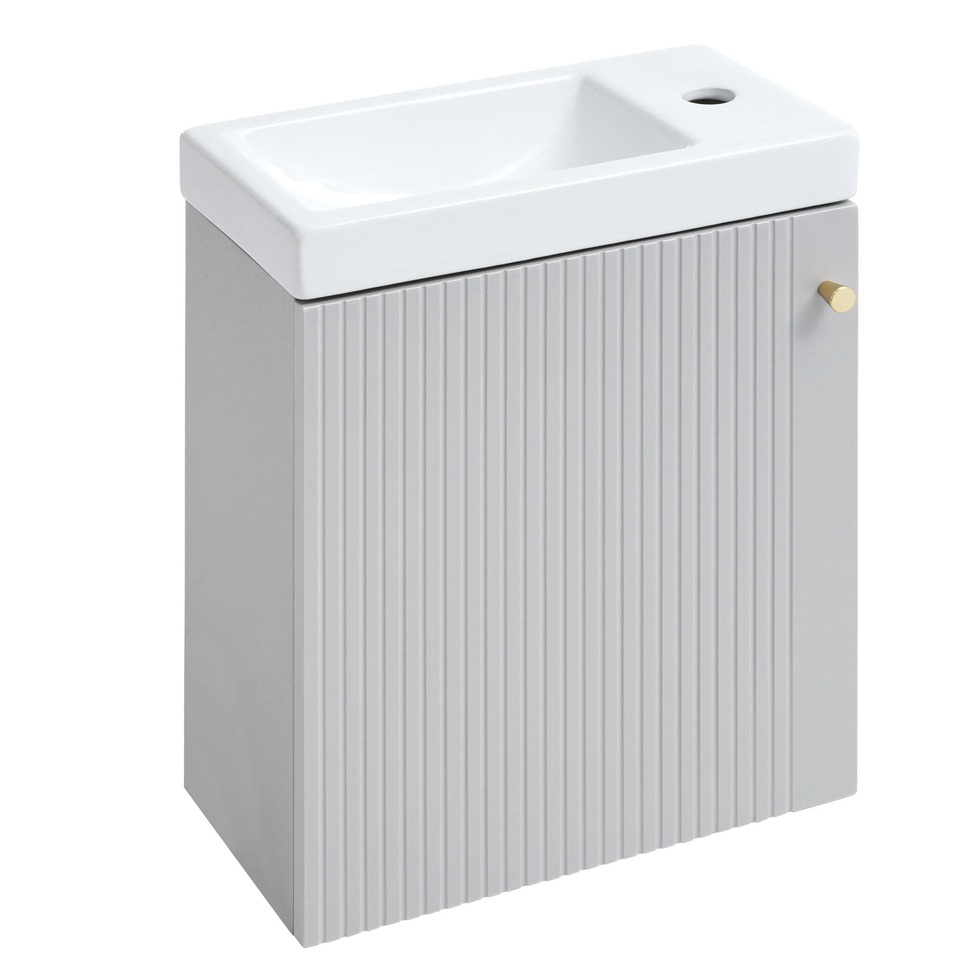 Stufurhome 16" Wall-Mounted Cabinet with Ceramic Basin White Small Bathroom Vanity and Sink Combo, 25"