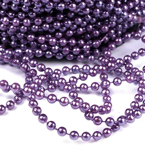 2 m 10 m Christmas Wedding Table Decoration 30 m Beads 4 mm Beaded Pearl Garland Pearl Cord by The Metre, mauve, 2 m