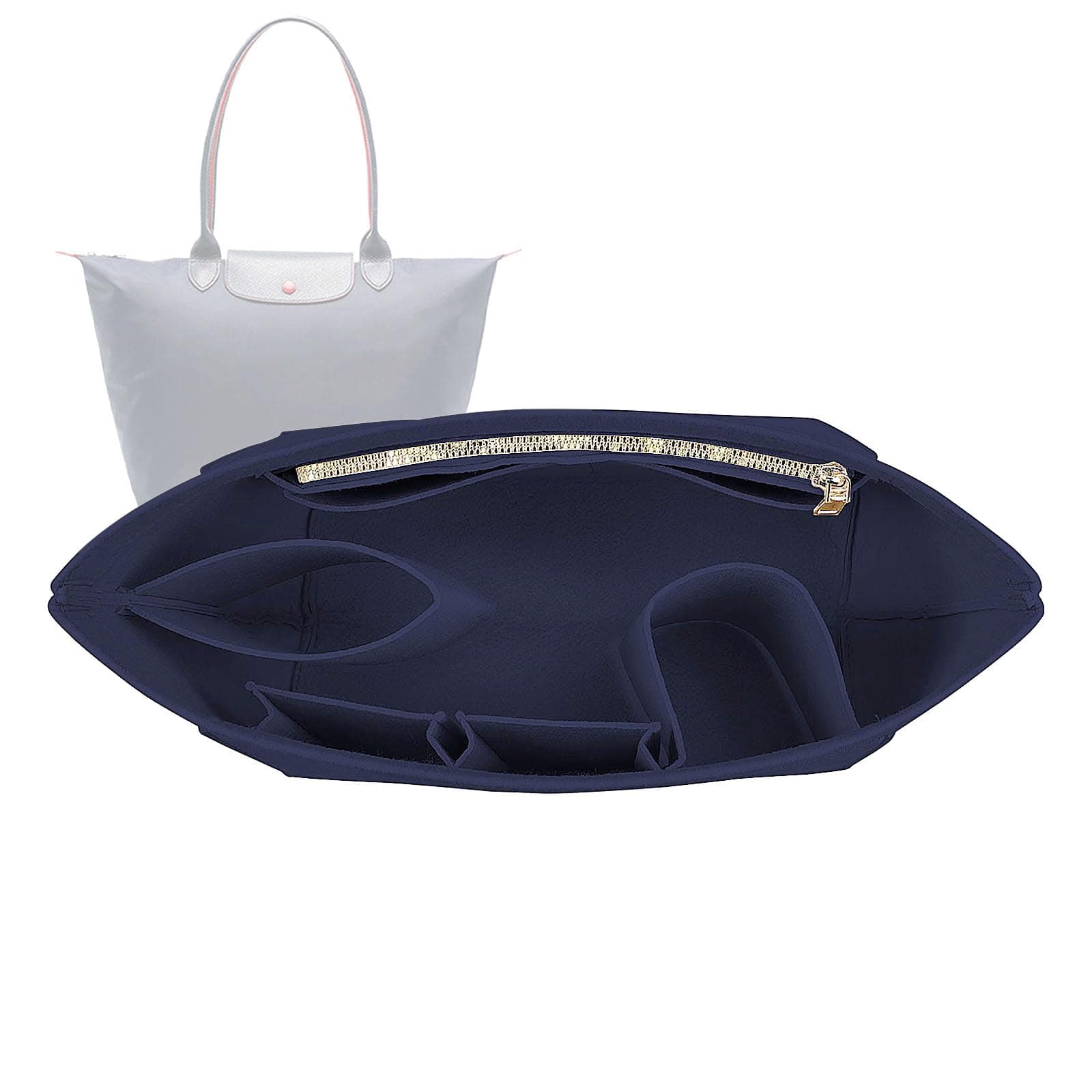 Lckaey Tote Bag Organizer Insert - Felt Organizer for Longchamp Le Pliage Large Tote - Navy Blue