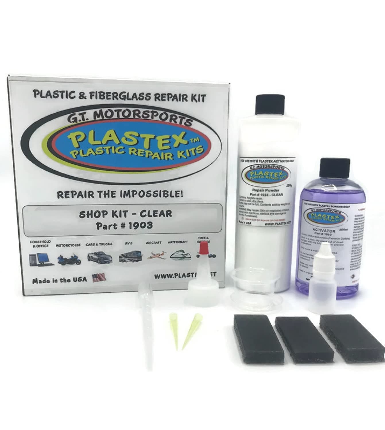 Plastex Plastic and Fiberglass Repair - Easily fix, Recreate Broken Plastic, Wood and Much More! Plastex Large/Shop Kit (Clear)…