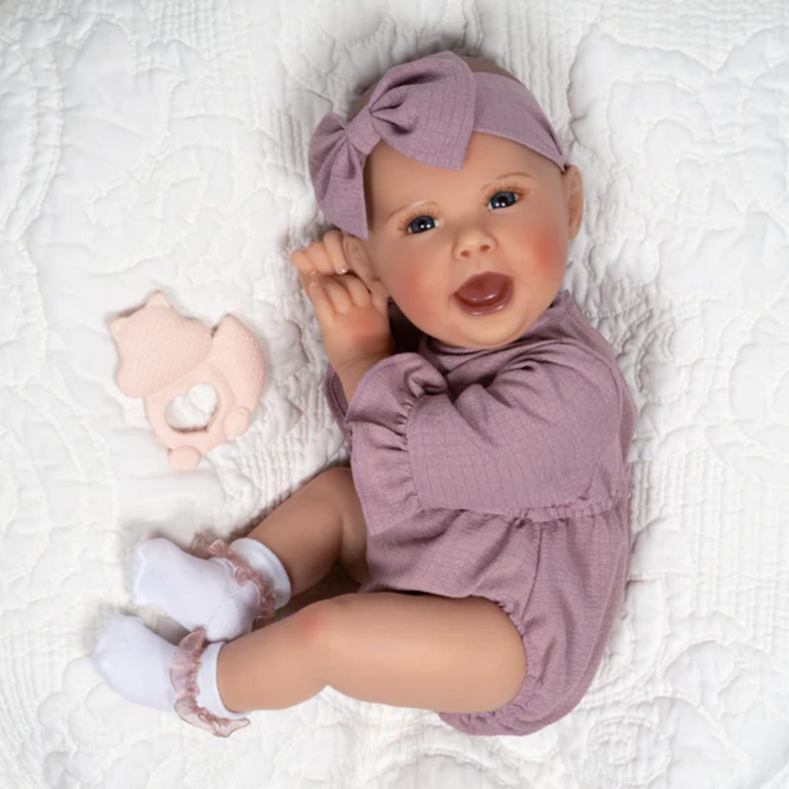 19 Inch Realistic Baby Doll Lauren Faith James Designer Doll GentleTouch Vinyl Blue Eyes Silicone Teether Toy - Nora