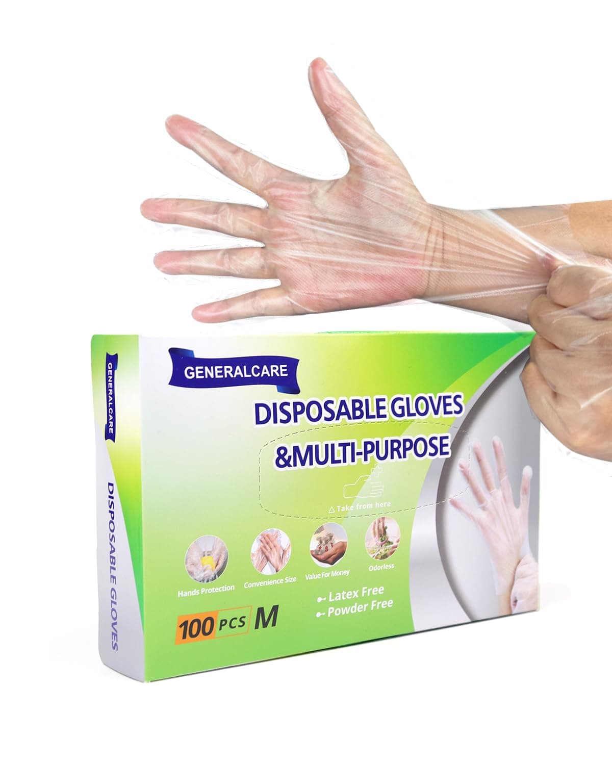 GENERALCARE Disposable TPE gloves 100 Cleaning Gloves Clear Vinyl Exam Gloves Food Safe Catering kitchen durable