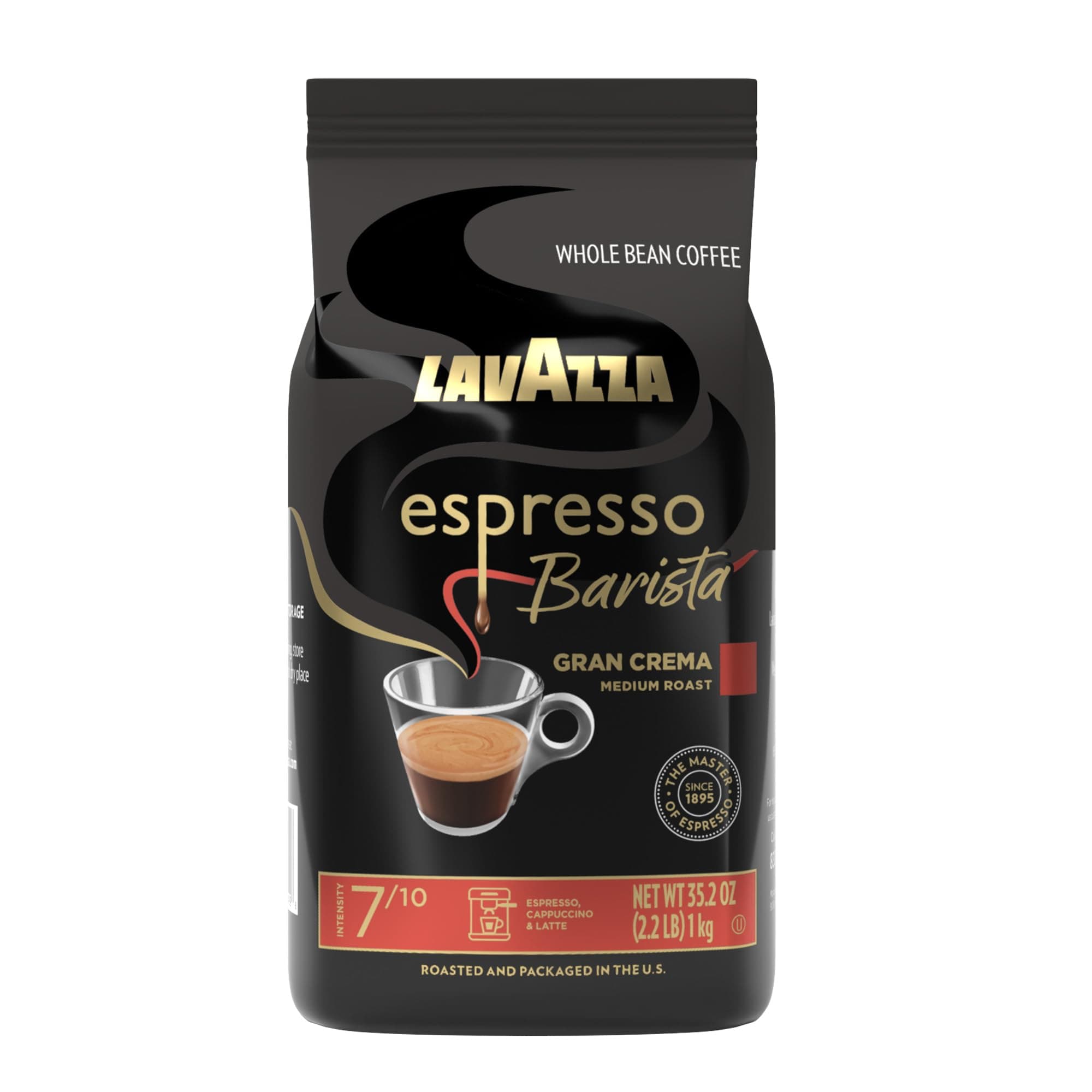 (Gran Crema Espresso, 1kg) - Lavazza L'Espresso Gran Crema Whole Bean Coffee Blend, Medium Espresso Roast, 1kg Bag