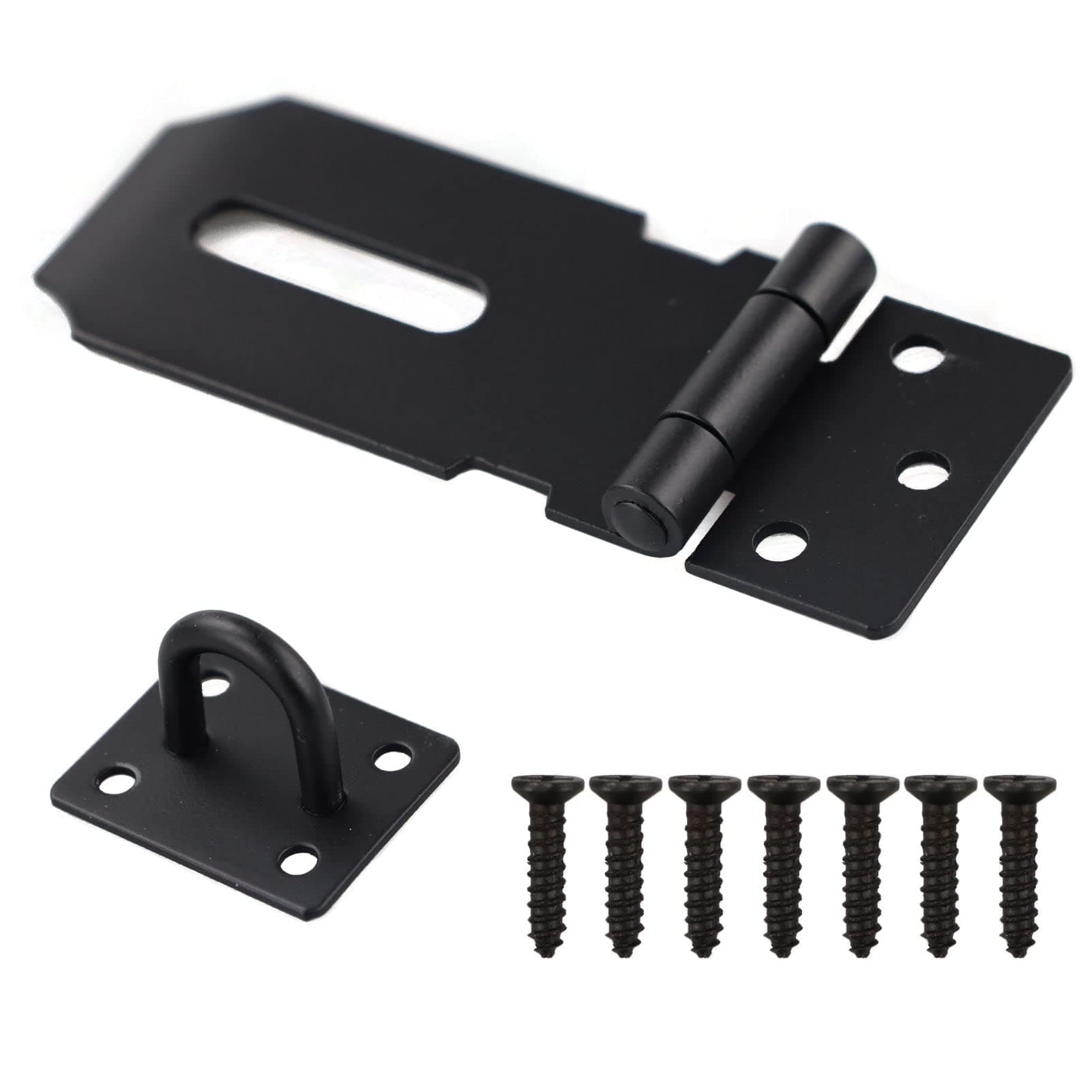 Door Padlock Hasp, 3 Inch Stainless Steel Padlock Hasp and Staple Shed Lock Hasp Shed Door Latch Heavy Duty Gate Lock Latch Security Hasp and Staple for Door Window Cabinet Pet Cage Crate