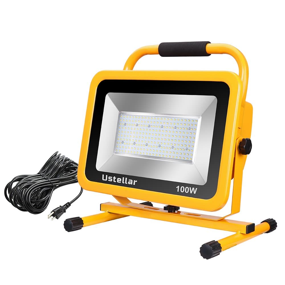 Ustellar 10000LM 100W LED Work Light, Waterproof, 2 Brightness Levels, 25ft Cord, 5000K Daylight White
