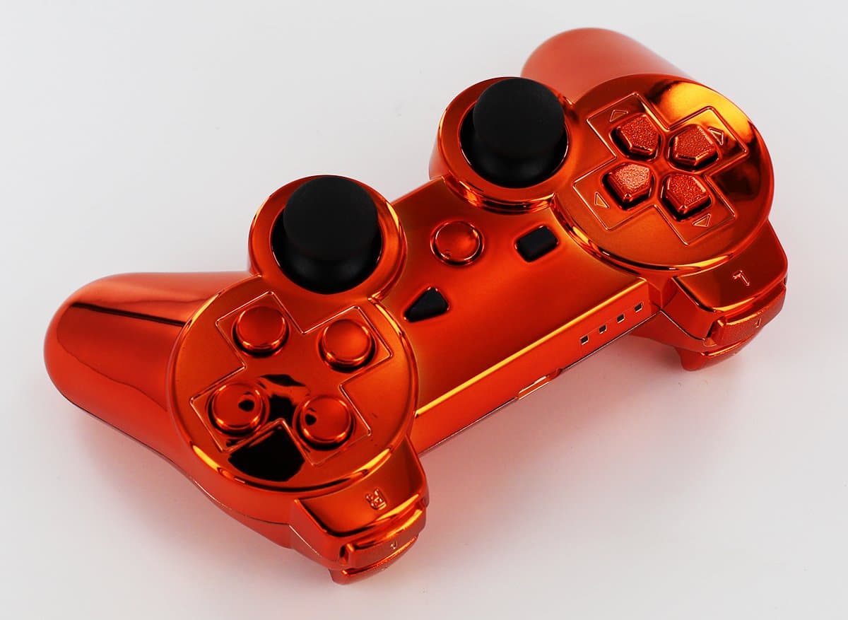 PS3 PLAYSTATION 3 Chrome Orange modded controller 78+ mods Arbiter 3.5