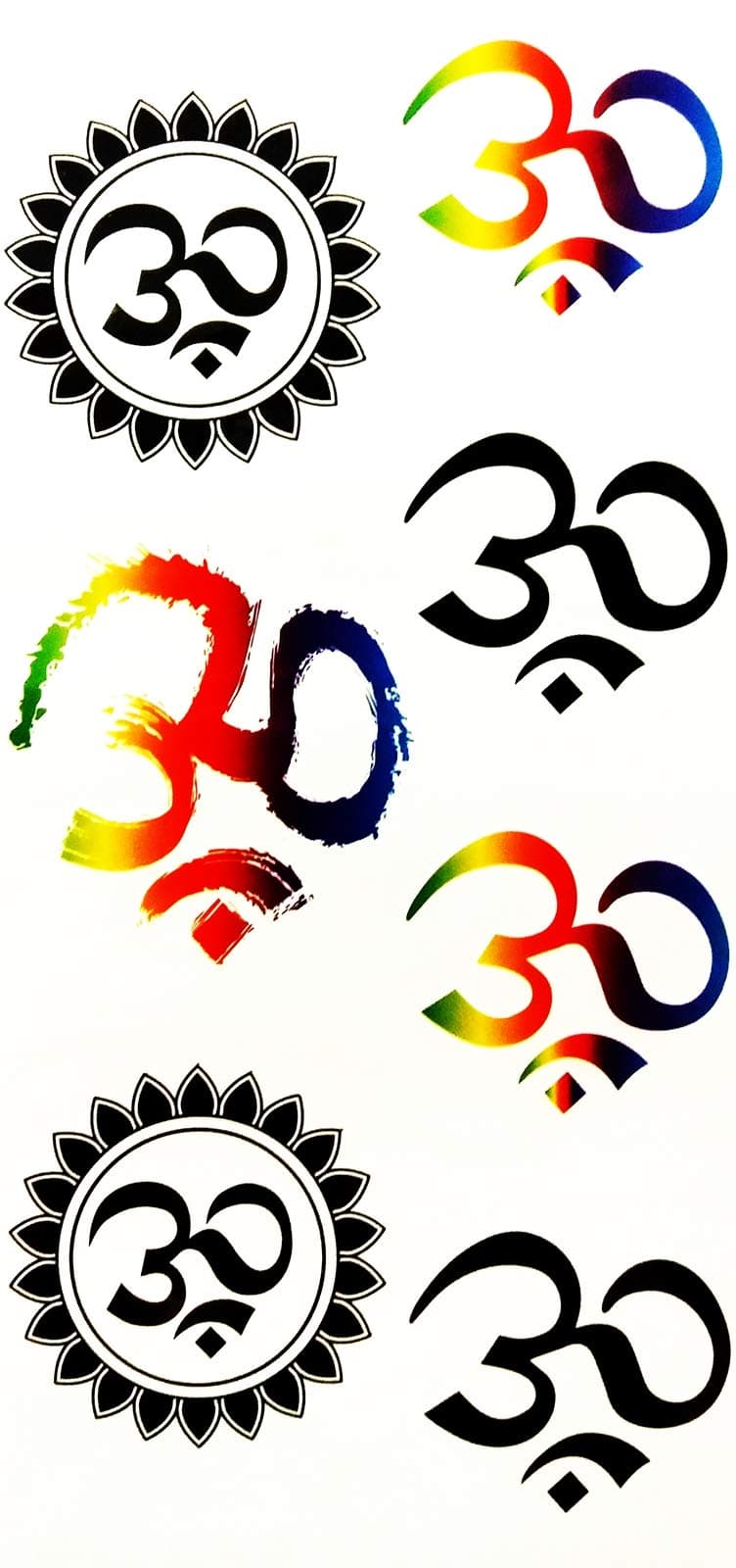 Flowers aum om cartoon style beautiful colors 4X8 in MEGADEE Tattoo Sticker Body Arm Leg Body Art Beauty Makeup Cool Removable Waterproof Tattoo Sticker Great as happy gift (Tattoo Sticker 119)