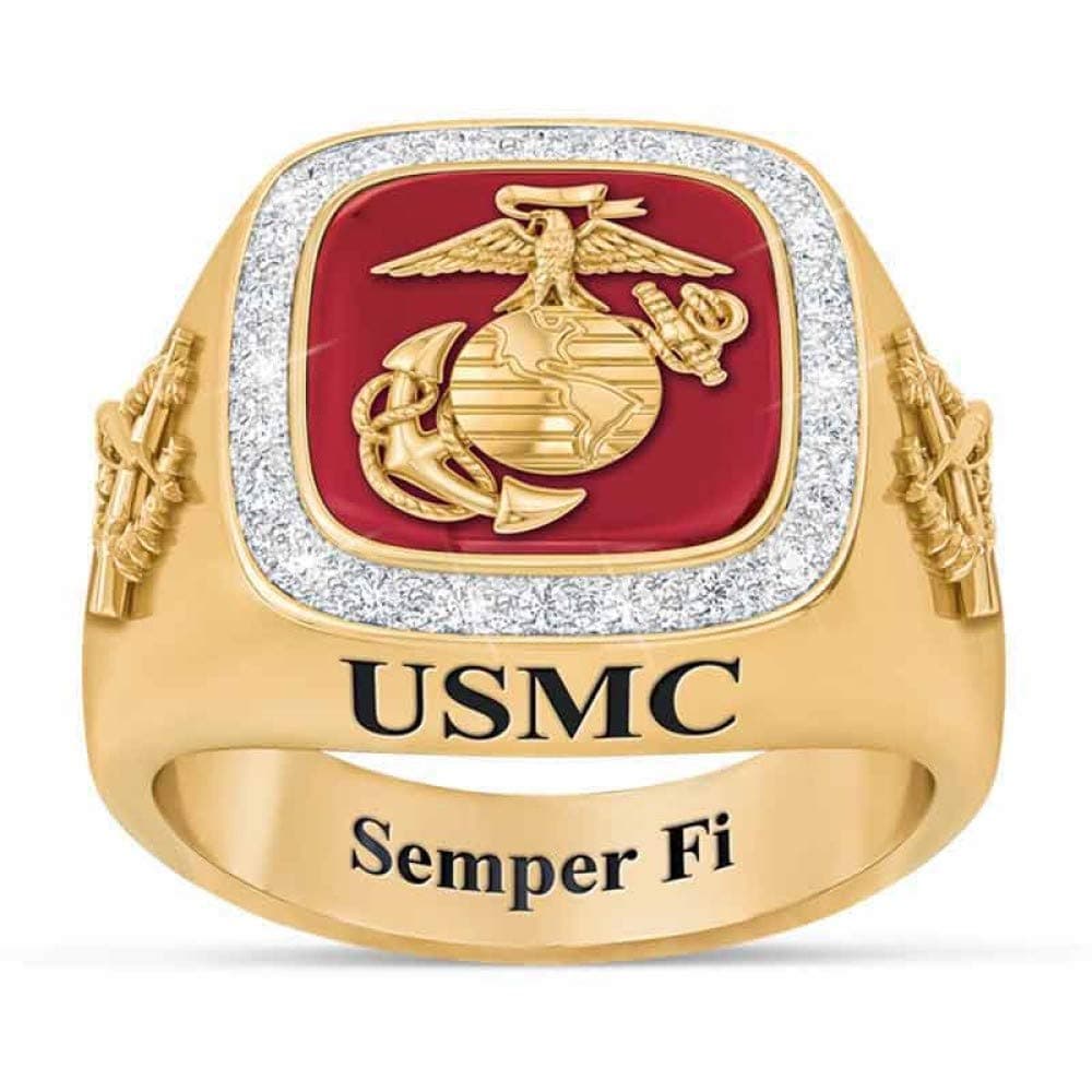 Personalized Men’s Military Rings | Army, Air Force, Navy, Marine Corps., Coast Guard | Military Gifts for Men | Features Branch Motto | Diamond Accented | Personalize up to 10 char. | #1660-011