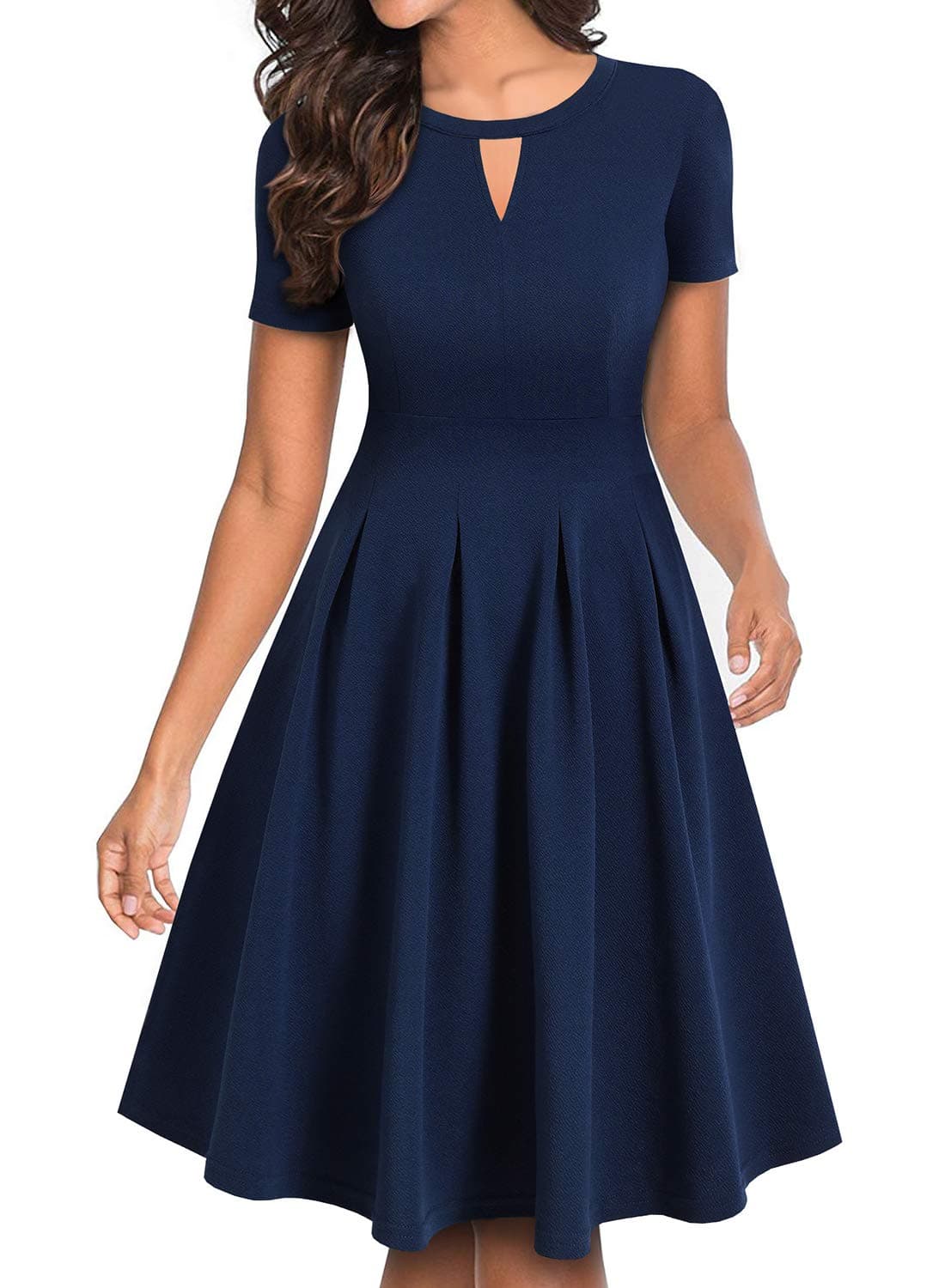 YATHON Women's Vintage Floral Flared A-Line Swing Casual Party Dresses with Pockets