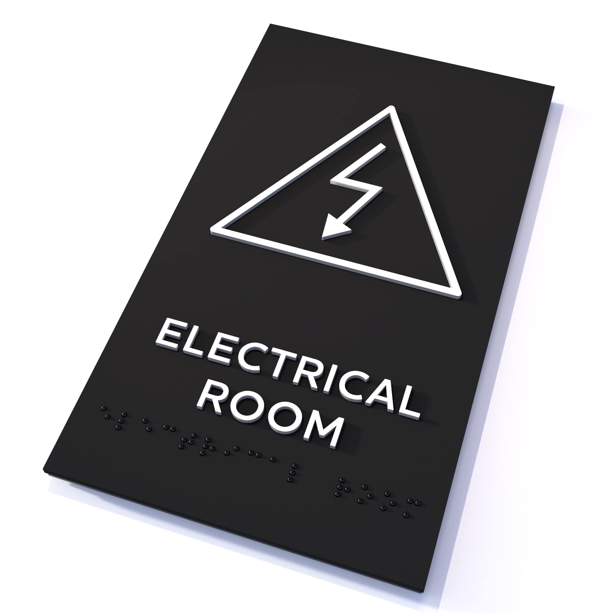 Kubik Letters Electrical Room Sign, ADA Compliant Modern Design Door Sign with Grade 2 Braille for Electrical Room with 3M Double Sided Tape