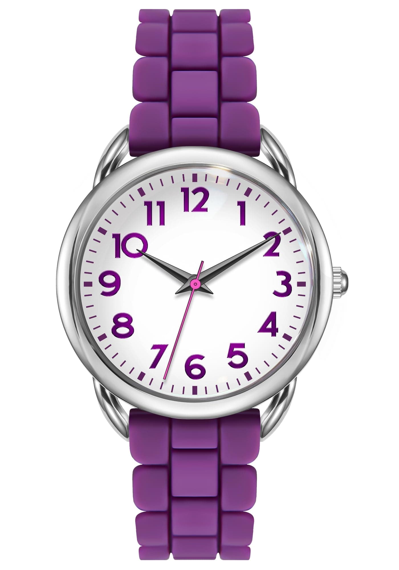 - 35MM Watches for Women Big Face Easy Reader Silicone Strap Water Proof