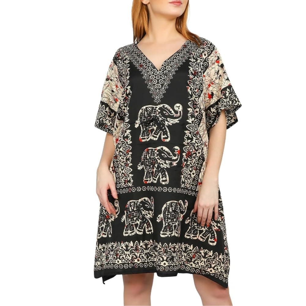 Short Kaftan Beach Cover ups Dresses for Women Ladies Dashiki African Caftan Loungewear Free Size