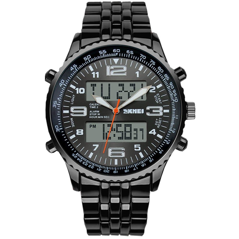 sunjas Sport Watch Dual Time, Date and Alarm Multifunction calentario, World Time Digital Electronic Clock with Lights Waterproof against water of 50 m NEW DESIGN