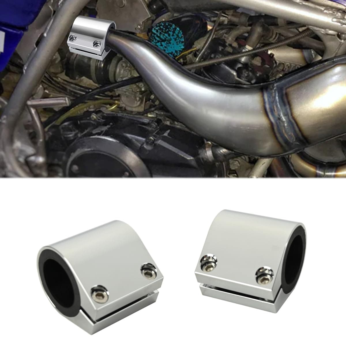 Canitu 2Pcs 1'' Exhaust Clamp - Aluminum Butt Joint Band Sleeve Coupler, High Temp Narrow Band Muffler Seal for Ends and Exhaust System Connection - Yamaha Banshee 1987-2006 (Silver)