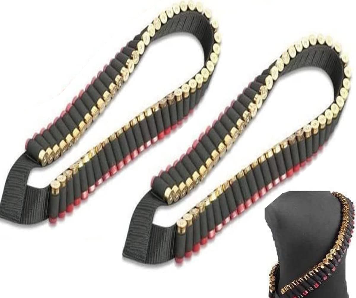Pack of 2 Safety Solution 10, 12 & 20 Gauge GA Stealth Black 56 Round Shotgun Shotshell Ammo Shot Shell Shoulder Bandolier Bandoleer Carrier /56R2PC