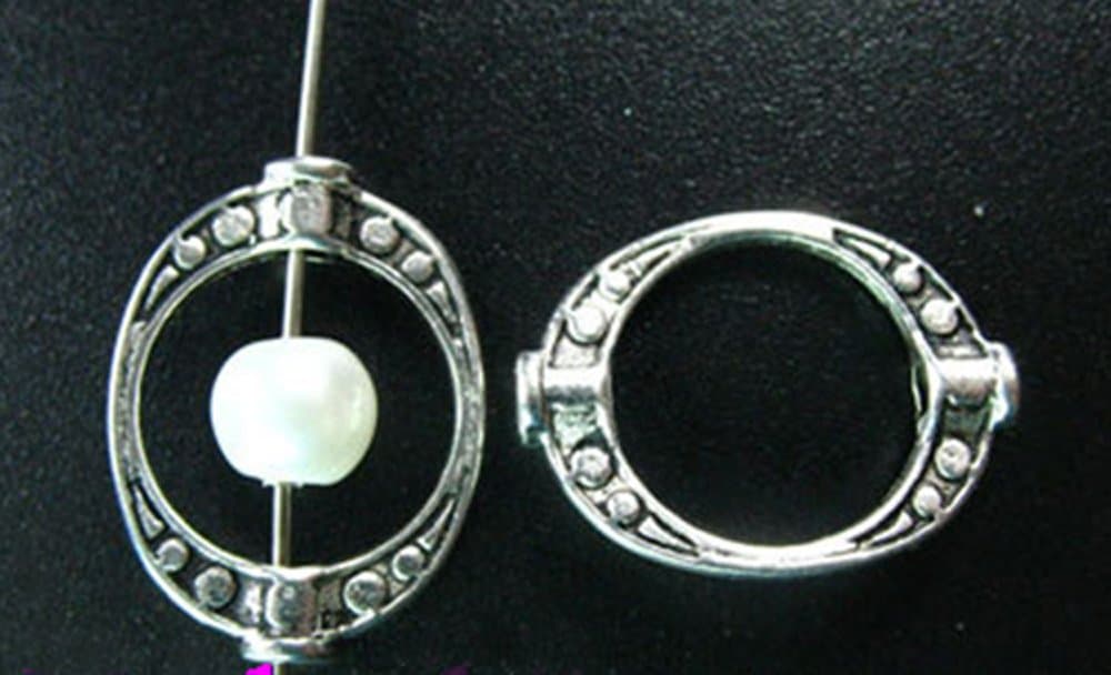 40PCS Tibetan Silver Metal Crafted Oval Bead Frame A5178