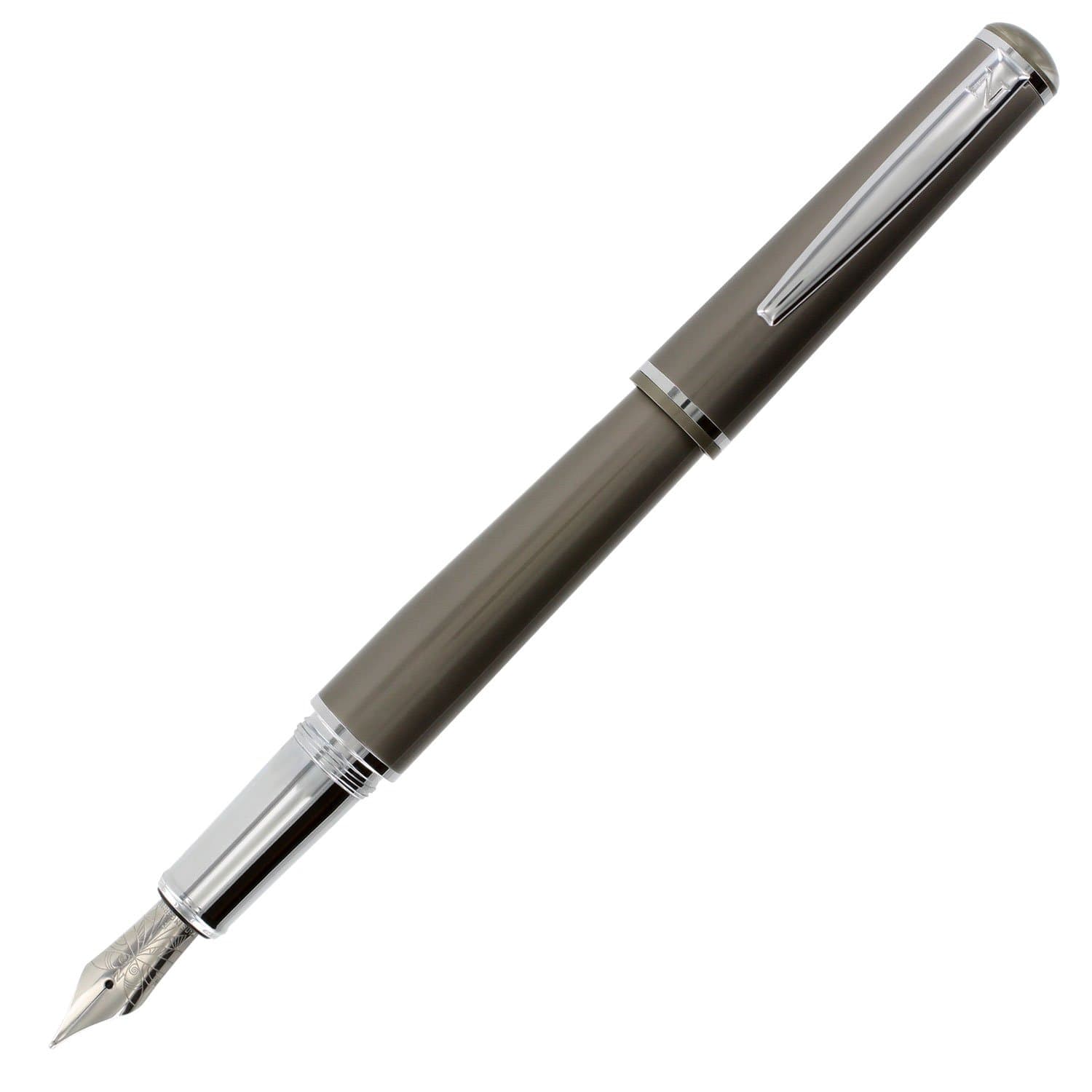 Fission Fountain Pen, 0.8 mm Calligraphy German Nib, Pewter (NEM-FIS-05-8)