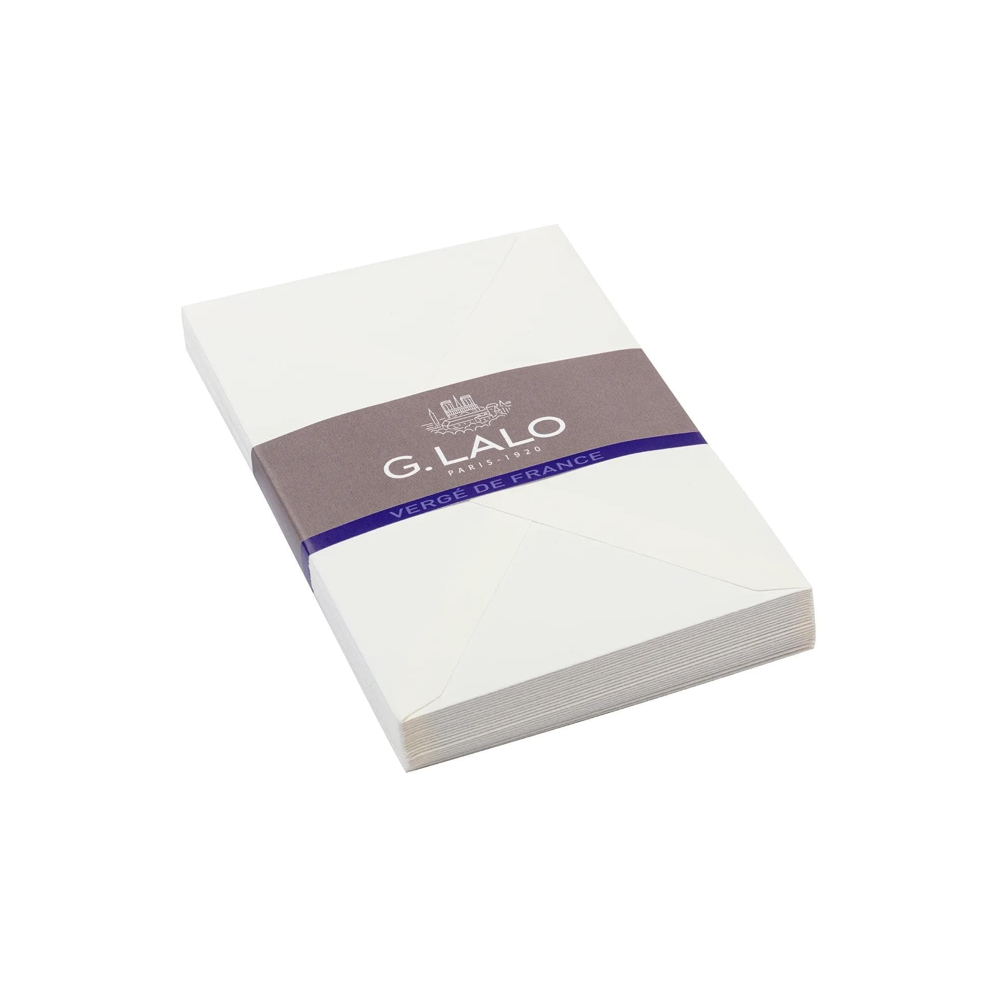 Lalo 21400L - Verge De France Pack of 25 gummed Lined envelopes. Size: C6 11.4x16.2 cm, Laid Paper from France, White. Lined, Correspondence, Made in France