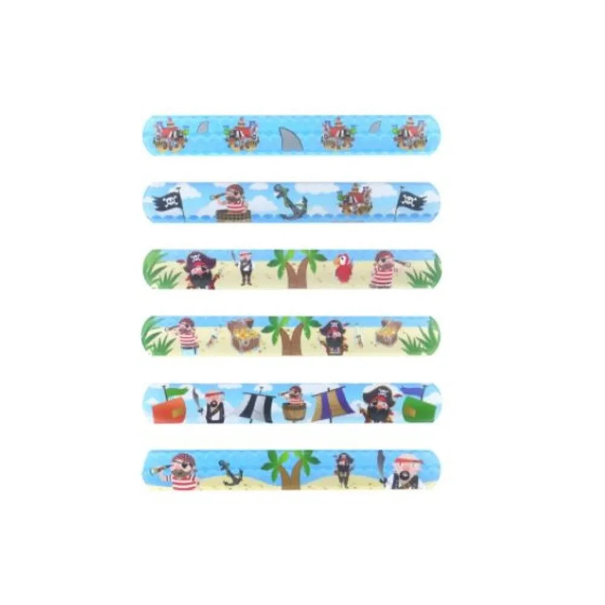 PlaylearnPirate Snap Bracelets -6 Assorted Kids' Slap Bands for Boys and Girls - Great Snap Bands for Classroom Prize and Party Favour - Ideal Snap Bands Party Bag Fillers (120 Packs)