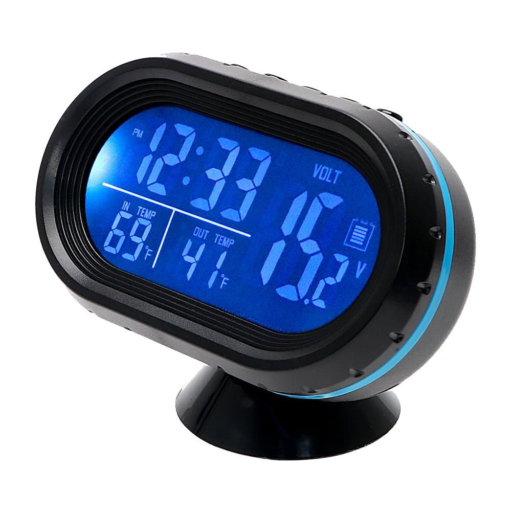 Multi-Function Digital 12V-24V Car Voltage Alarm Temperature Thermometer Clock LCD Monitor Battery Meter Detector