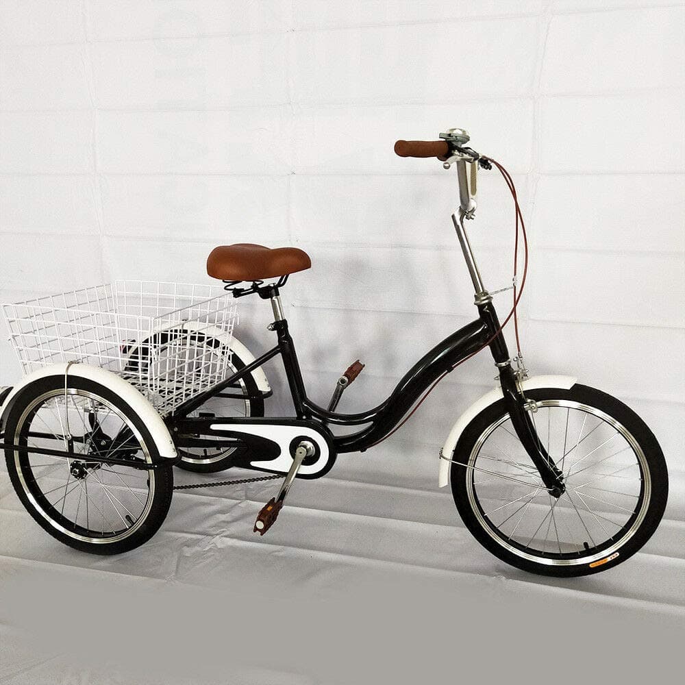 OUBAYLEW 20" Black Adult Tricycle 3 Wheel Single Speed Bicycle & Basket