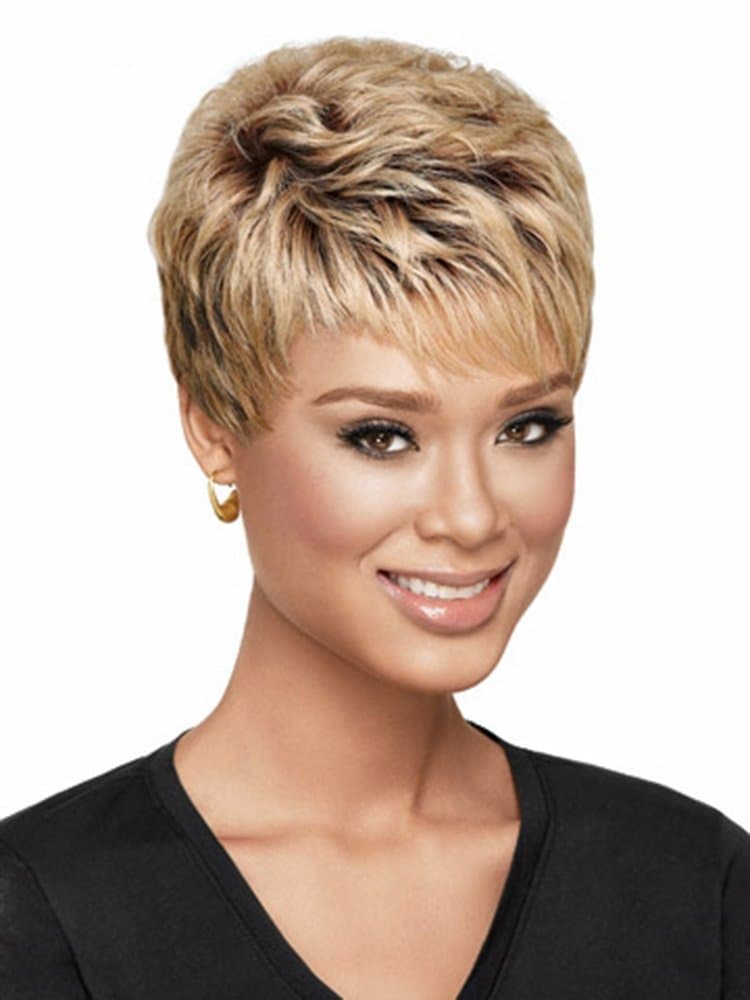 Short Natural Fashion Brown Heat Resistant Synthetic Human Hair Wigs for Black Women Life