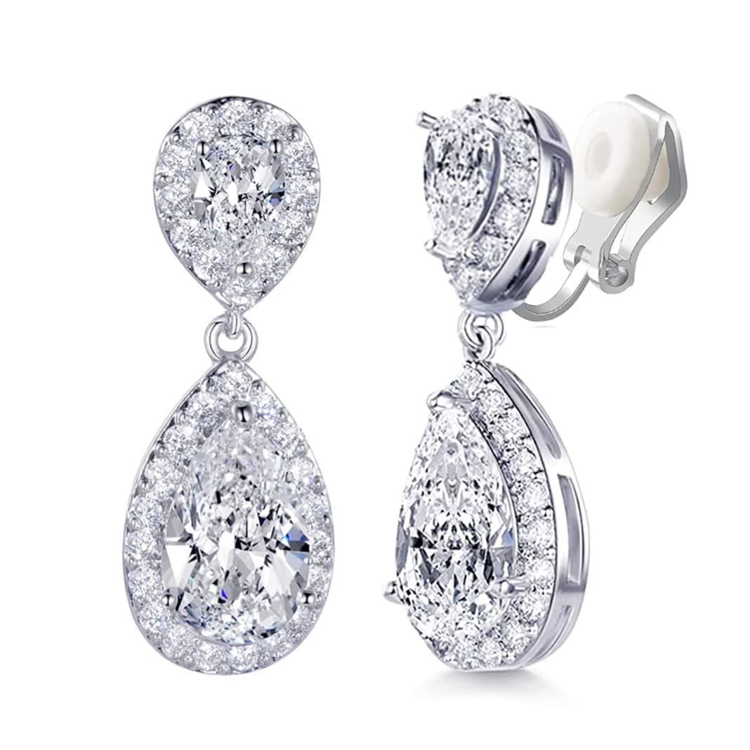 HAISWETCubic Zirconia Clear CZ Pierced Bridal Wedding Vintage Style Drop Earrings Jewelry