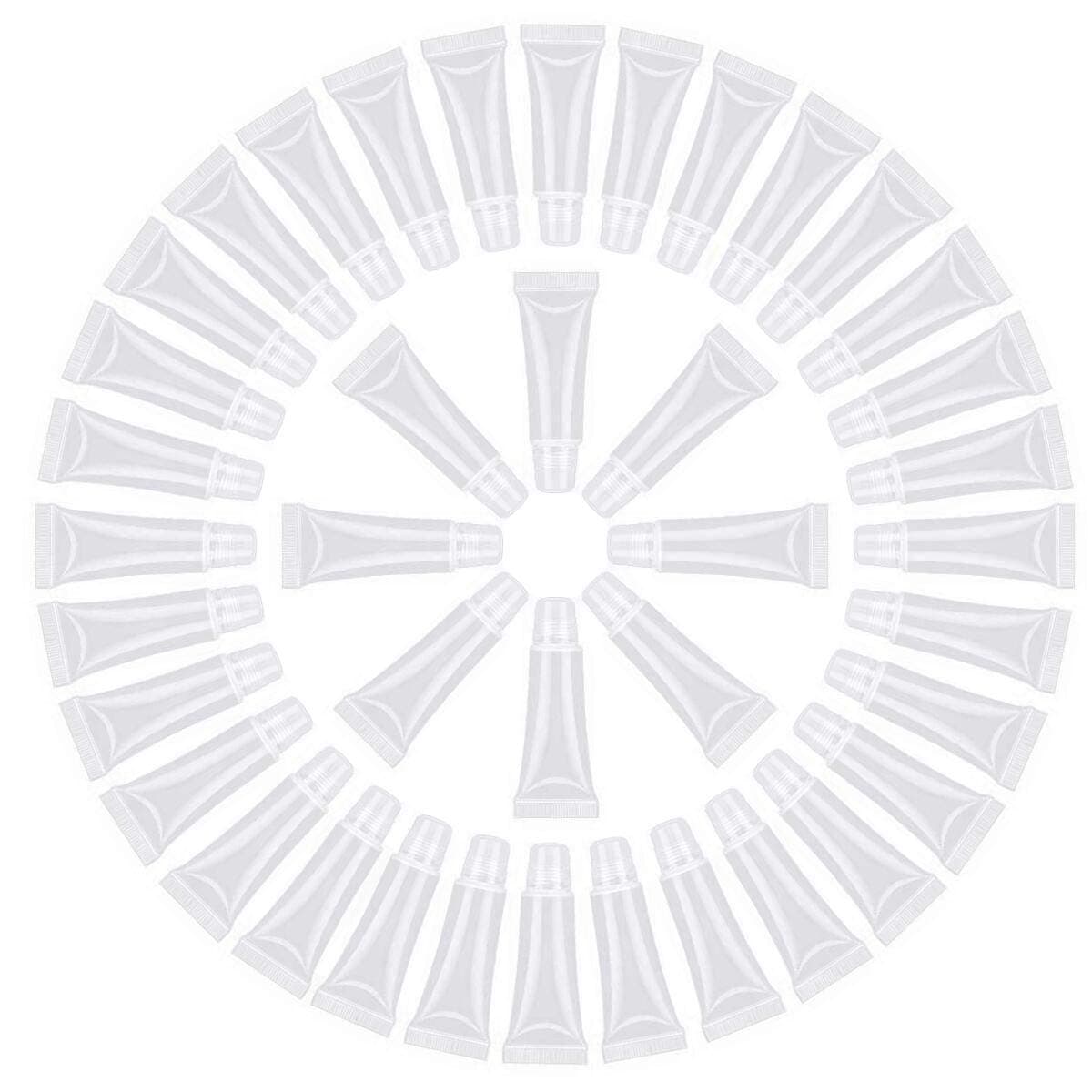 30Pcs-10ml Mini Clear Refillable Empty Tubes Lip Gloss Balm Container，Soft Tubes Makeup Box，Shampoo Samples Empty Tubes with Screw Cover