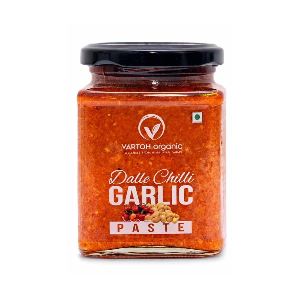 Vartoh Organic Dalle Chilli Garlic Paste, 275g – Spicy Himalayan Momo Dip & Spicy Achar Pickle, Product of Sikkim