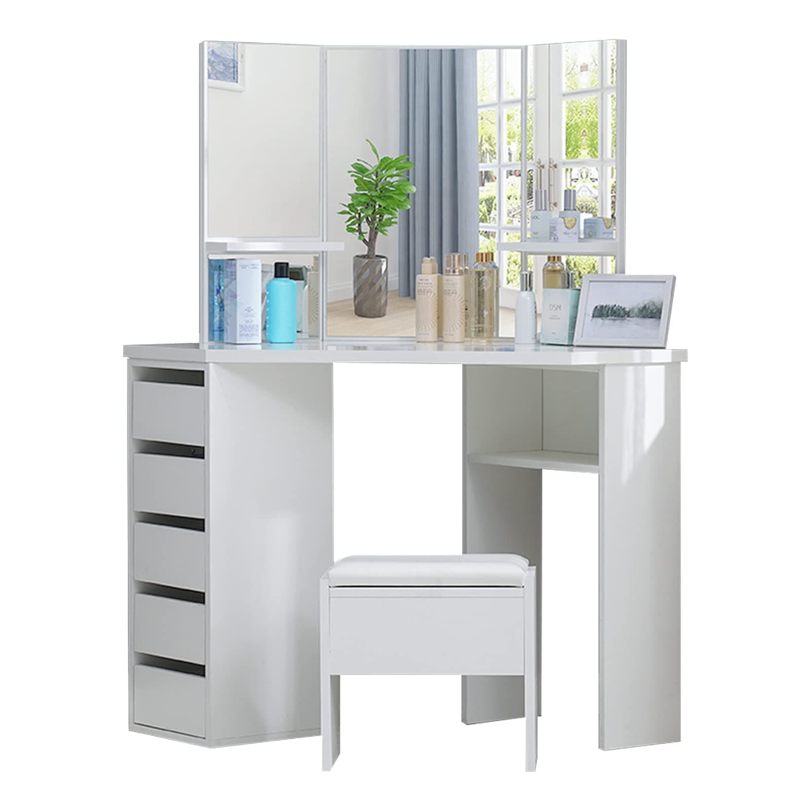 OFCASA White Dressing Table with 1 Mirror