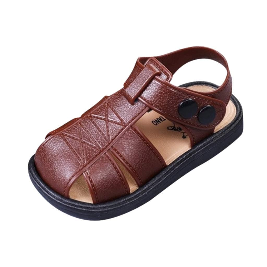 Voberry Baby Boys Summer Sandals Closed-Toe Infant Girls Leather Rubber Sole Non-Slip First Walker Flat Shoes Brown