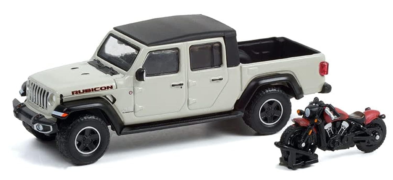 Greenlight 97120-F The Hobby Shop Series 12 - 2020 Gladiator Rubicon with 2020 Icon Scout Motorcycle 1:64 Scale Diecast