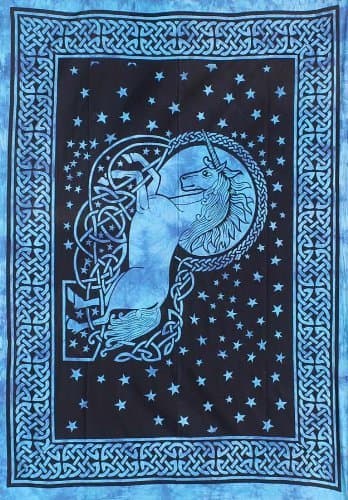 58"x82" Celtic Horse in Blue Tapestry