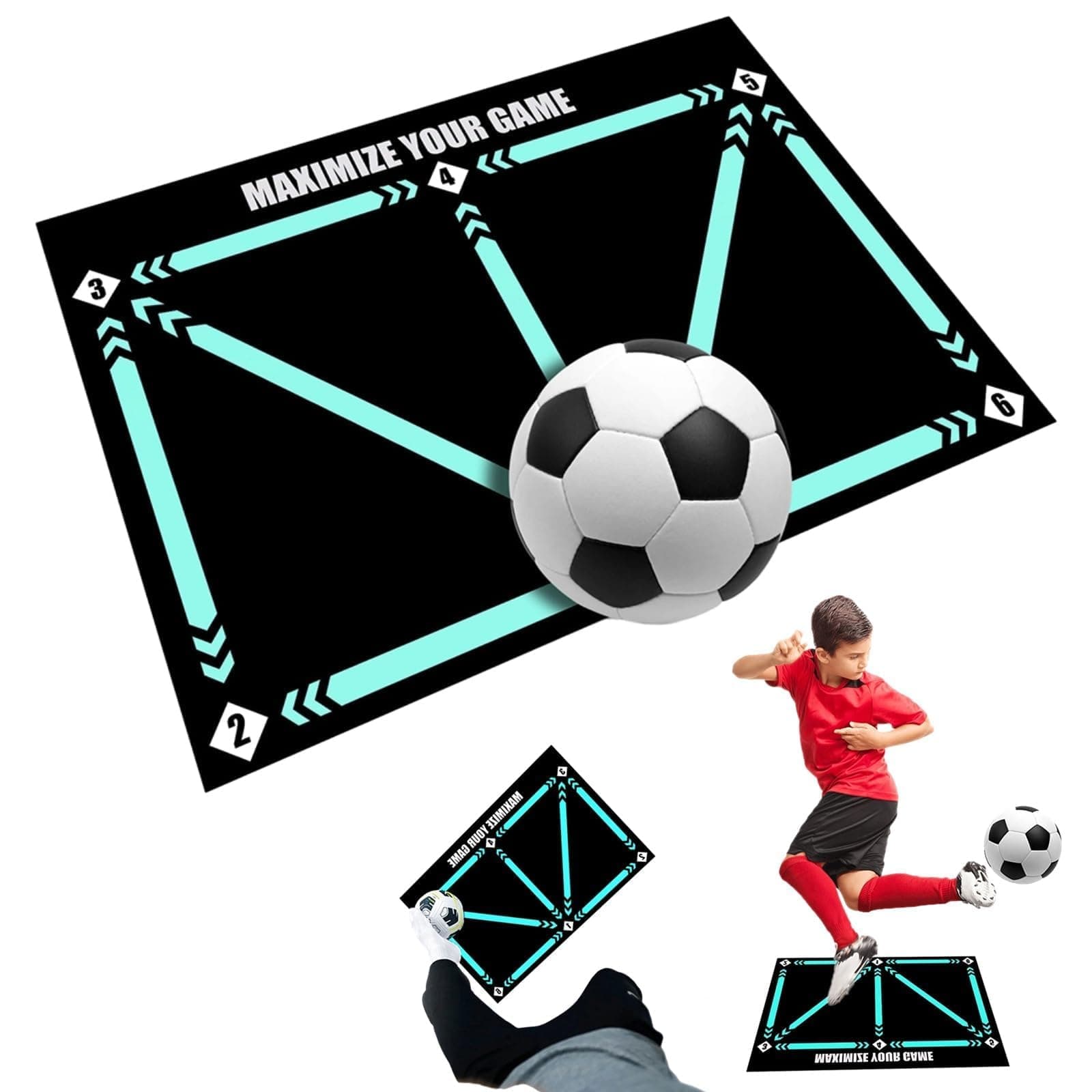 Football Footstep Training Mat, with Soccer sock, Dribble Silent Sport Mat, Silent Anti-Skid Shock Absorption Training Mat, Football Doormat Corner Field Training Mat, Training Pace Ball Sport Mat