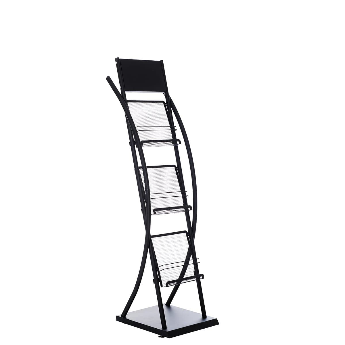 brochure stand with rollers, A4 brochure literature magazine metal display rack, 136X39X32 CM