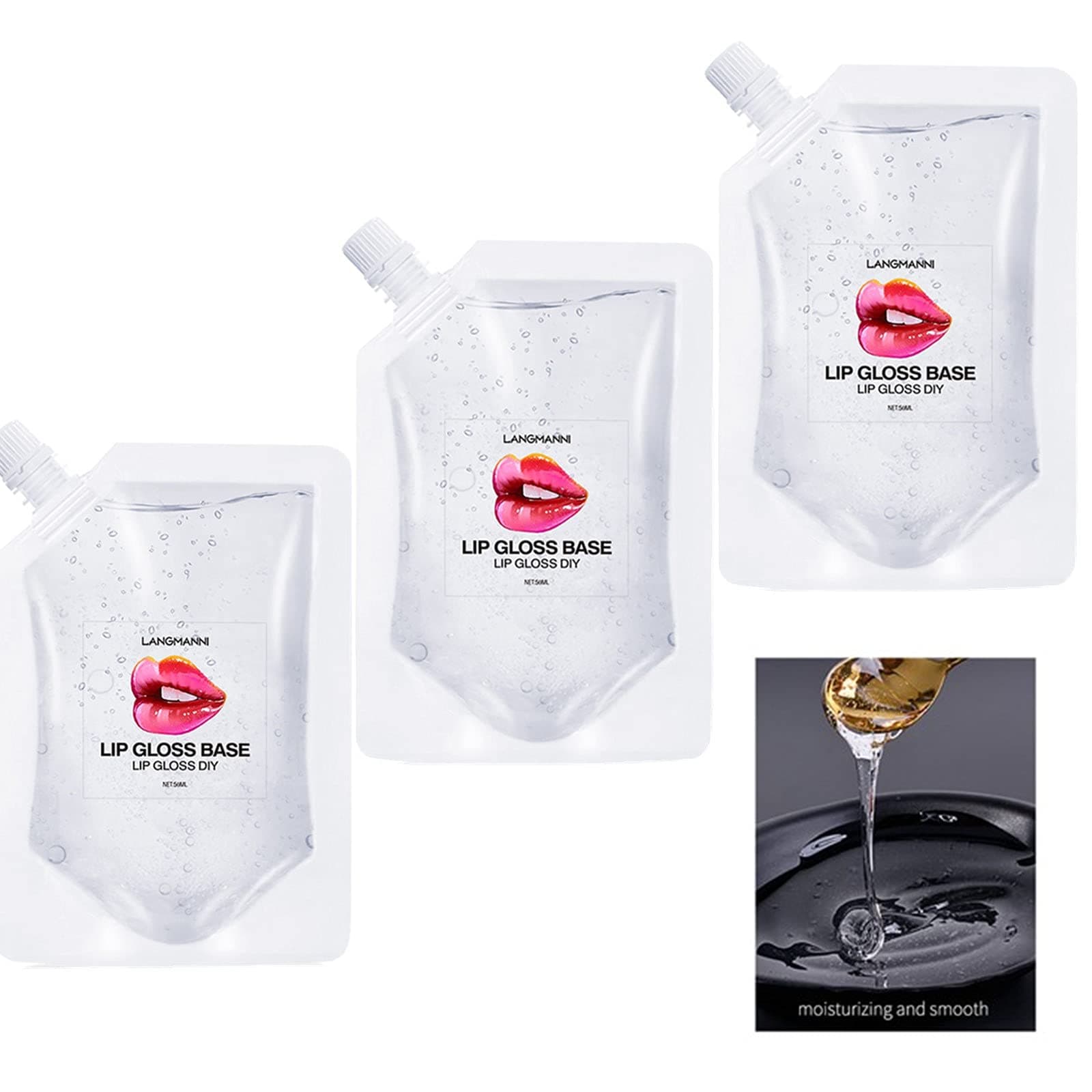 Lip Gloss Base 150ML, Clear Moisturizing Versagel Base Gel for DIY Handmade Lip Gloss Lipstick, Ingredient Safety - 5.07oz (3 Pack x 50ML)