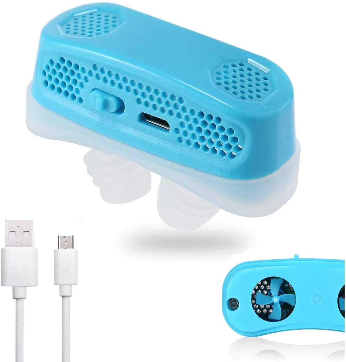 Mocoe 2021 Automatic Anti Snoring Devices & Air Purifier Filter, Snoring Solution, Sleeping Breath Aids, Nasal Dilator Nose Vents Plugs (Blue)