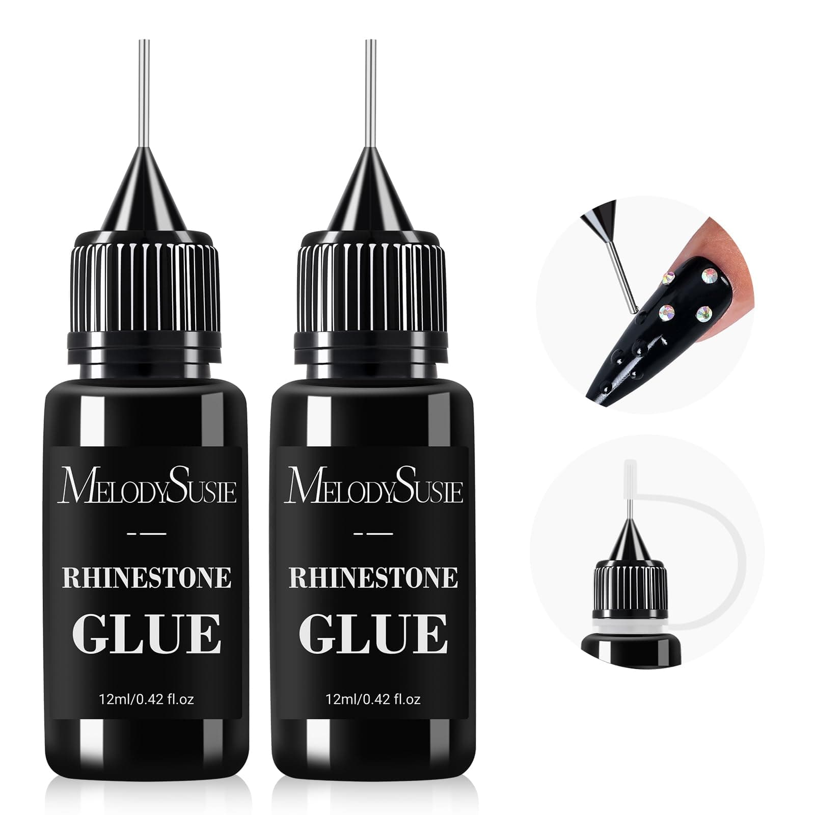 2Pcs Nail Rhinestone Glue, 3D Gel Nail Art Design Strong Adhesive Nail Gem Glue for Nail Charms Gems Jewelry Decoration DIY Manicured at Home Cured Need Beauty Gifts for Women