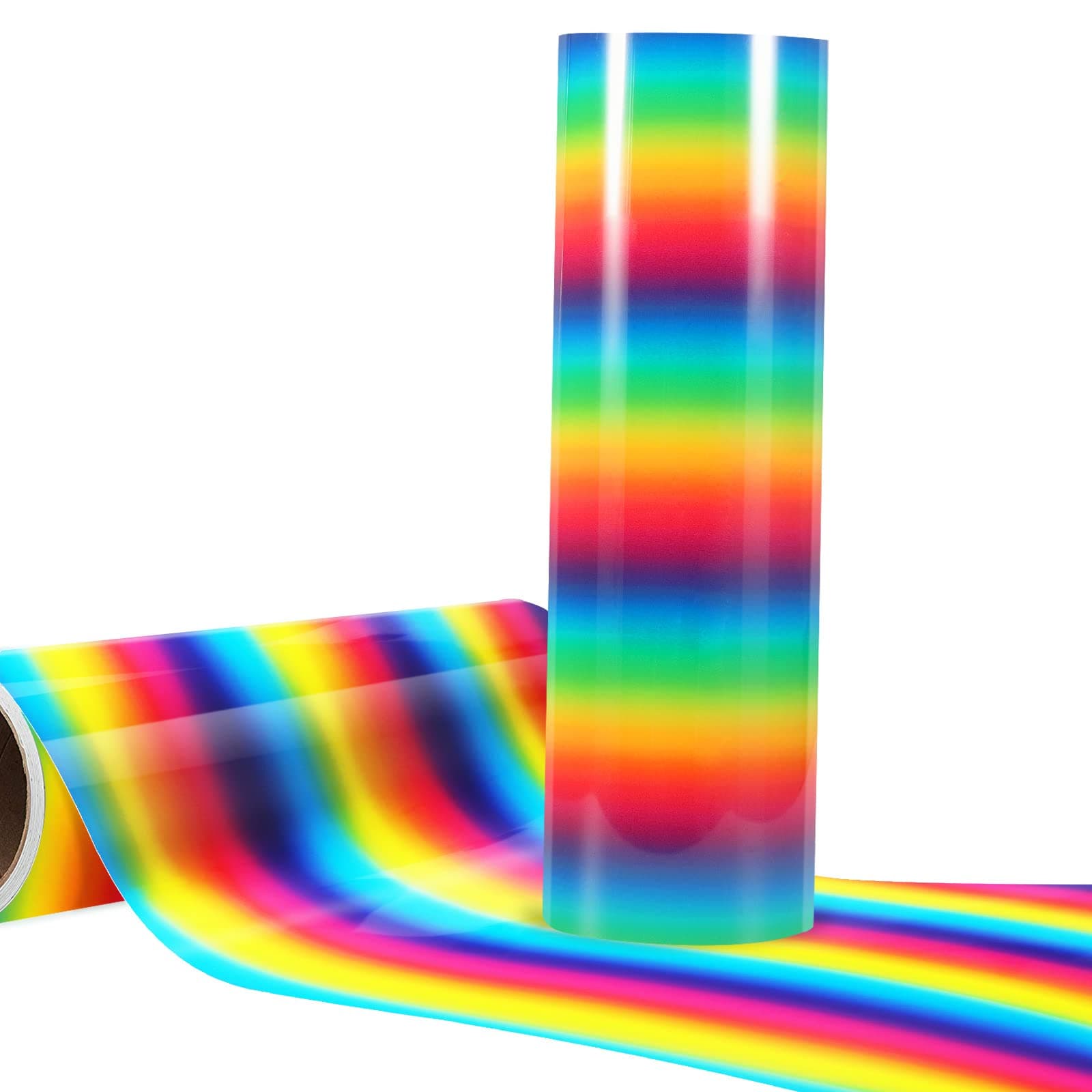 WRAPXPERTRainbow HTV Gradient Heat Transfer Vinyl Roll,12"x6ft Ombre Iron on Vinyl for Tshirt,Easy to Apply PU Vinyl Heat,Compatible with All Cutting Machines