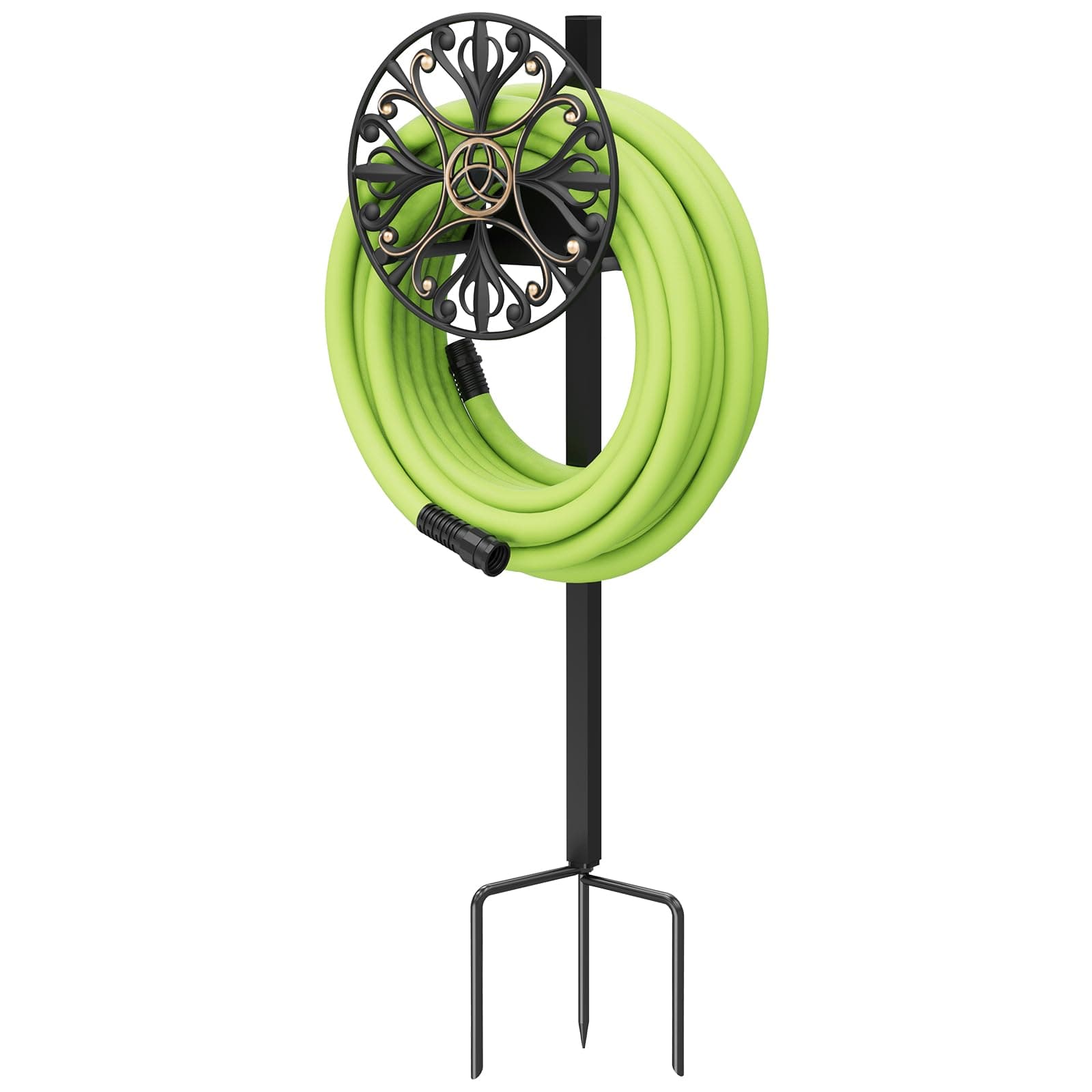 GOFORWILD Garden Hose Holder, Decorative Hose Butler Sturdy Water Hose Rack, Durable Wall Hose Hanger, Holds 125-Feet of 5/8-Inch Hose, Hose Reel, Made of Stainless Cast Aluminum, 7008 …