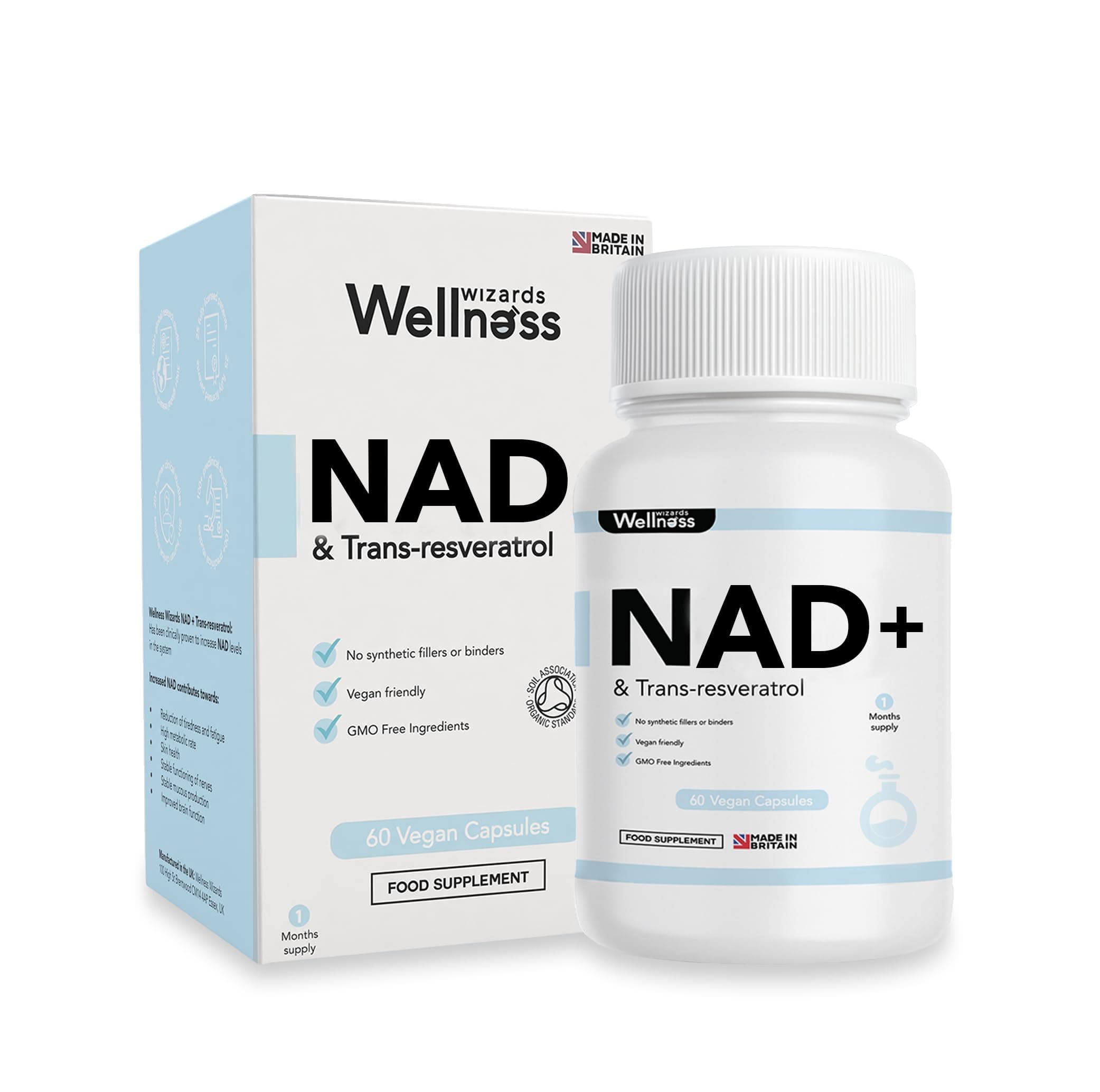 NAD+ Trans-Resveratrol 1000mg | 60 Capsules | Boost NAD+ Levels | High Absorption Formula | Supports Immune Health Anti-Aging & Cognitive Function | GMO/Gluten Free | Made in UK
