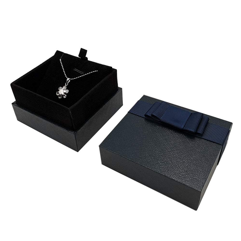 Beatilog Necklace Gift Box - Premium Hard Leather Cover Soft Velvet interior Pad Pendant Display Jewelry Storage Case with Elegant Bowknot for Wedding, Birthday, Anniversary, Collection (Blue)