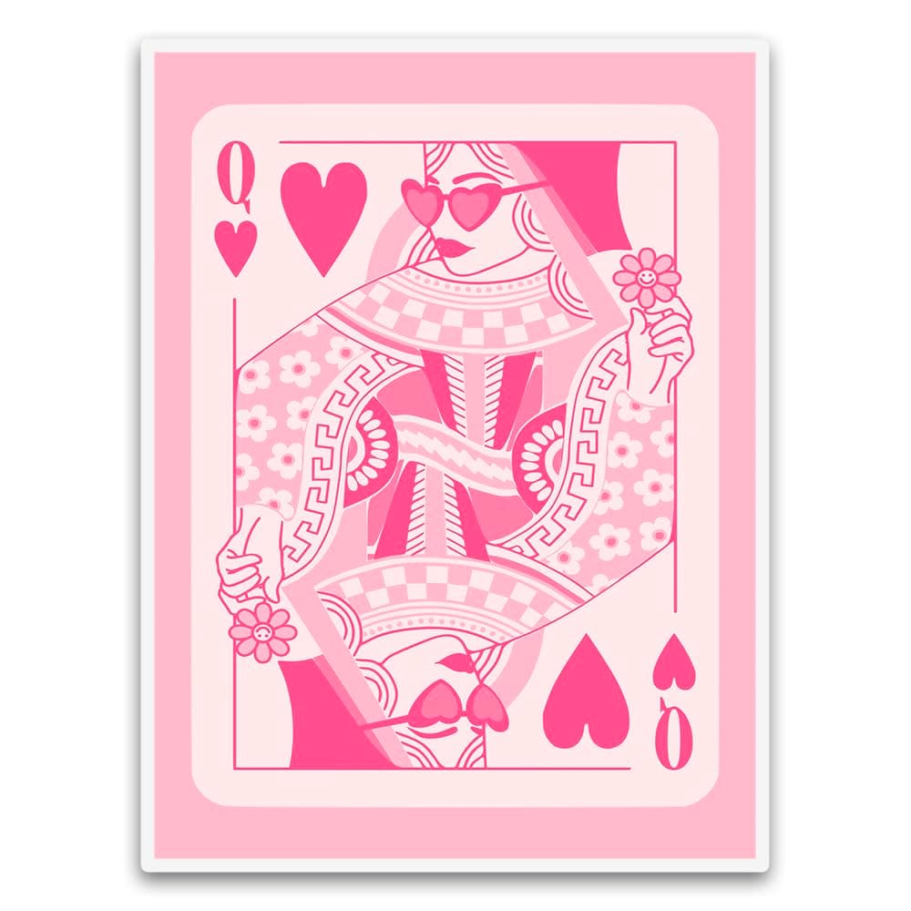 Preppy Pink Trendy Retro Wall Canvas Art Poster Queen of Hearts Poker Trendy Inspirational Quotes Prints Print For Bedroom Dorm Decor Pink Trendy Retro Wall Canvas Art Poster
