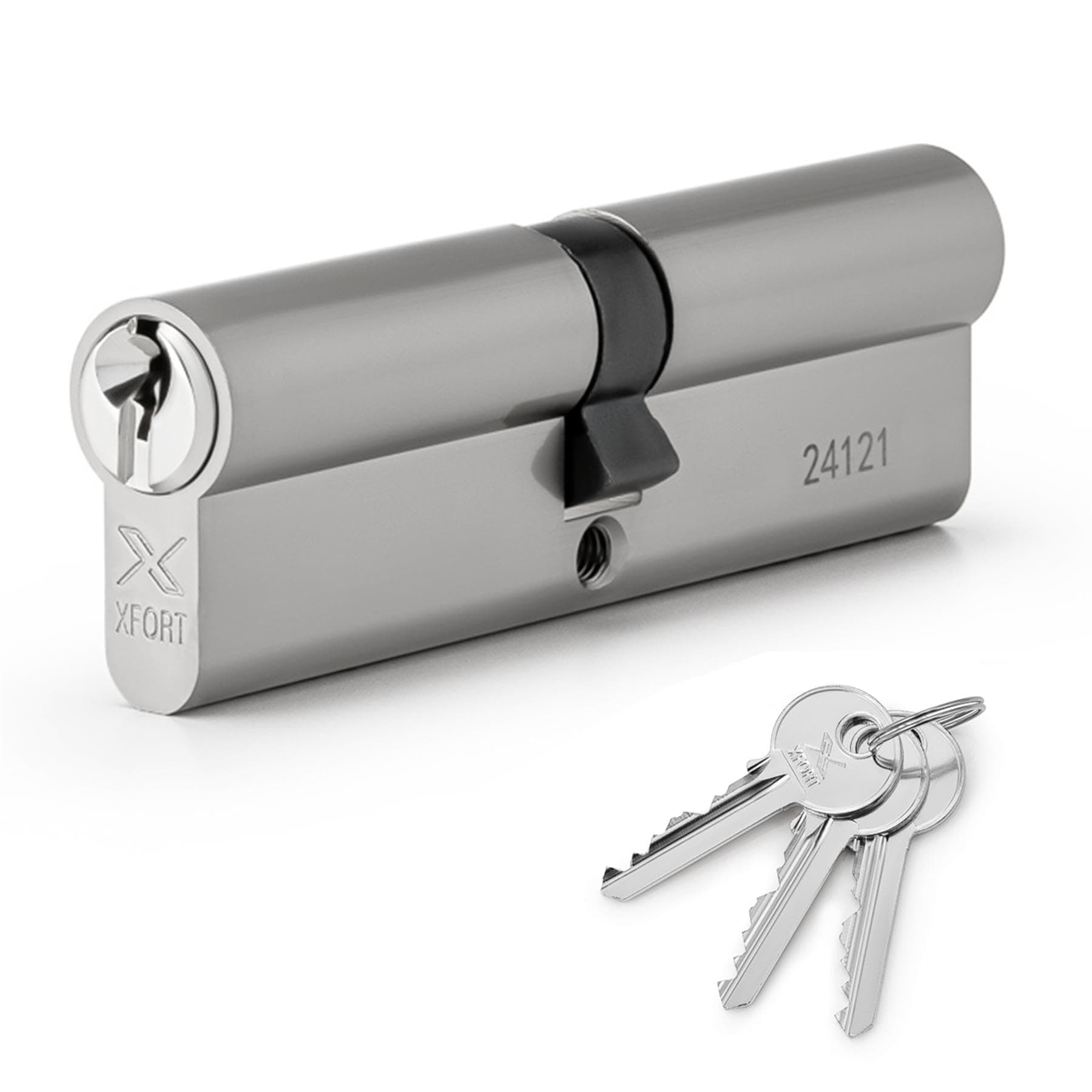 XFORT Chrome 35/55 Euro Cylinder Lock (90mm), UPVC Door Lock, 6 Pin Cylinder Lock with 3 Keys, PVC Door Lock, Euro Lock Cylinder, Barrel Lock for Front Door or Internal Door