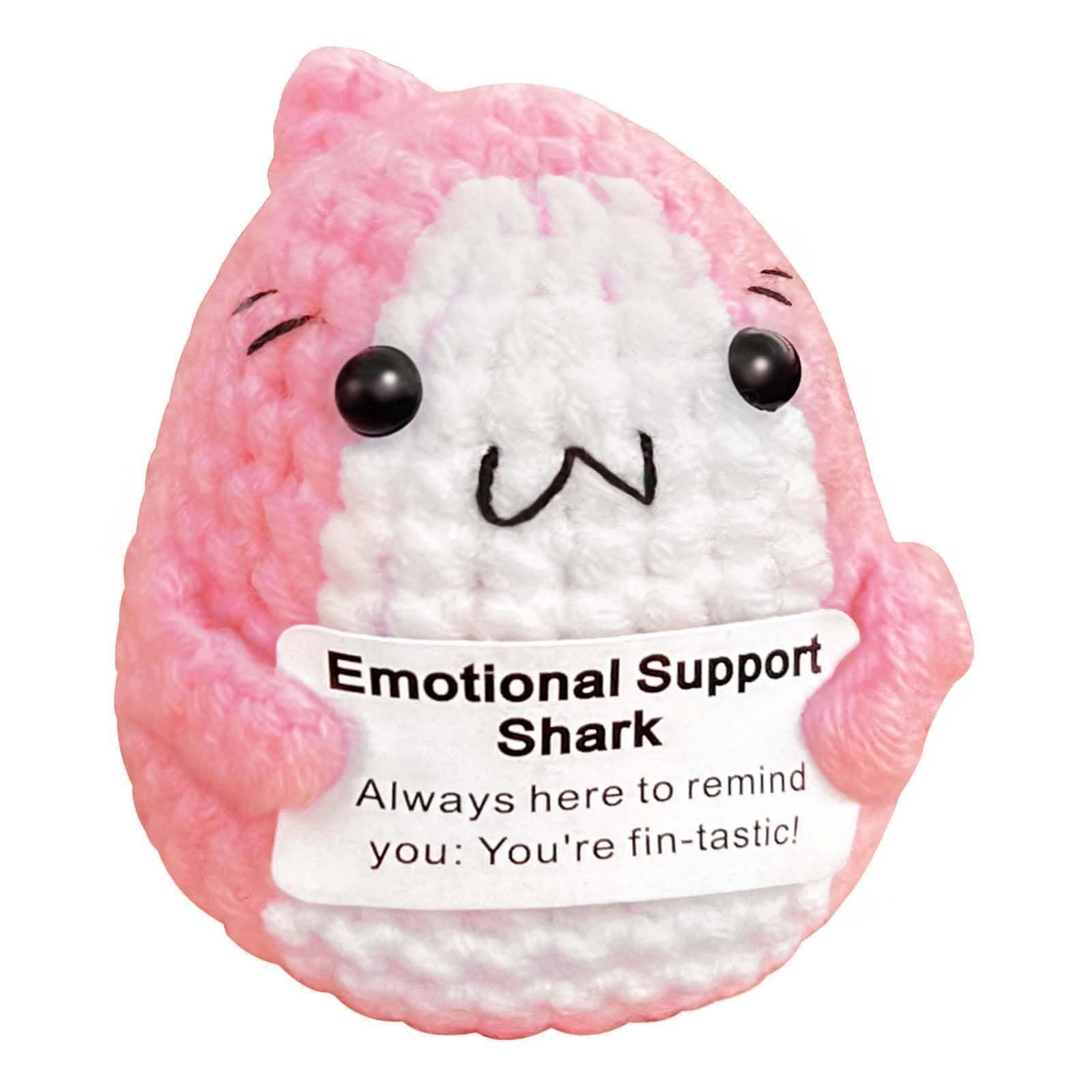 Positive Animals Shark Gifts, Crochet Shark Lovers Birthday Gift for Women Teen Girls, Emotional Inspirational Motivational Encouragement Gift Pink 1Pc