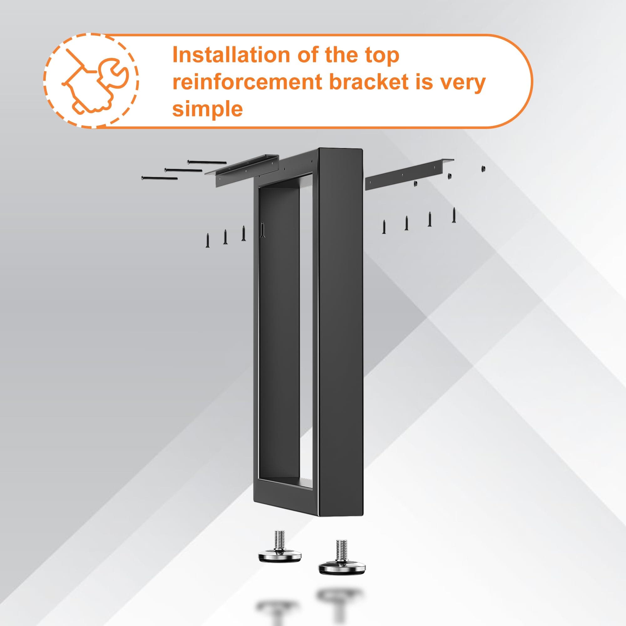 SKYSEN 16" Black Metal Modern Square Table Legs - 2 Pack, 1000lbs Capacity, Easy Assembly, Suitable for Desks, Coffee Tables, Benches